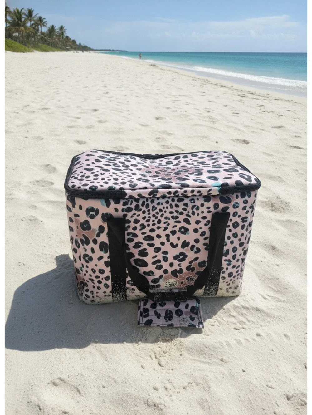 Leopard Print Insulated Collapsible Cooler Bag with Handles